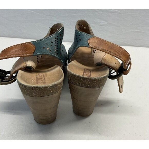 Pikolinos Women's Green Leather Cutout Slingback Wedge Sandals Size 41 US‎ 10.5 - Picture 5 of 9